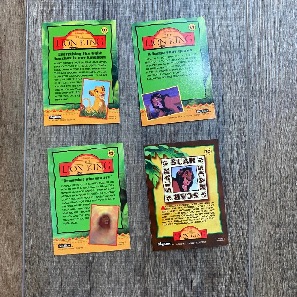 Vintage 1994 SkyBox Disney The Lion King Trading Card Lot 10 Cards Simba Scar